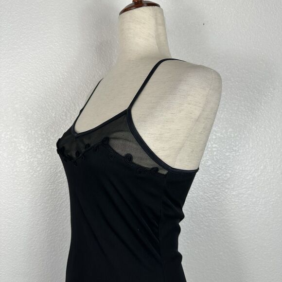 Vintage 90s Y2K Black Slip Dress Misope Women Small Fringe Party Mini Whimsigoth - Picture 5 of 10